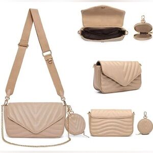 Ant Expedition Quilted Crossbody Shoulder Bag with Chain Strap & Coin Purse